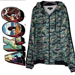 AKOO Zip-Up Green Multicolor Hoodie. XXL.